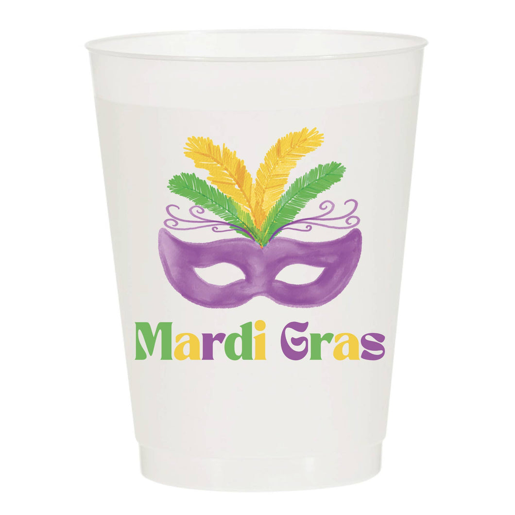 Mardi Gras Carnevale Mask Frosted Cups - Mardi Gras : Pack of 6