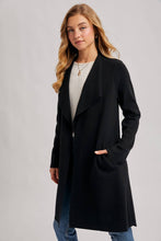 Load image into Gallery viewer, Black Modern Open Front Longline Cardigan
