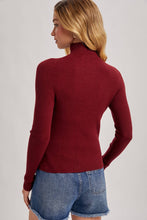 Load image into Gallery viewer, Burgundy Mock Neck Ribbed Top
