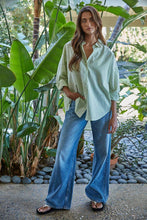Load image into Gallery viewer, Woven Cotton Polyester Striped Buttondown Shirt - Green

