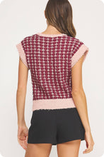 Load image into Gallery viewer, Sleeveless Check Tweed Knit Sweater Top
