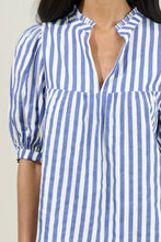 Load image into Gallery viewer, Catana Striped Delano Ruffle Split Neck Blouse
