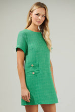 Load image into Gallery viewer, Kury Tweed Mini Dress - Green
