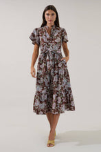 Load image into Gallery viewer, Bellucci Poplin Button Front Tiered Midi Dress Rustic
