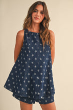 Load image into Gallery viewer, Star Denim Trapez Top and Shorts
