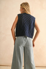 Load image into Gallery viewer, Tie Front Cable Knitted Vest - Navy
