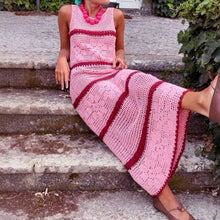 Load image into Gallery viewer, Pink Color Block Knit Hollow Out Sleeveless Dress
