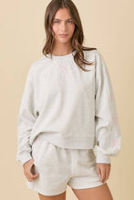 Load image into Gallery viewer, Heather Grey Crewneck Long Sleeve Top with Bows
