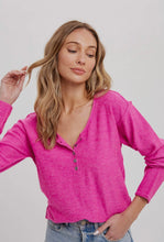 Load image into Gallery viewer, Hot Pink Henley Top
