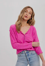 Load image into Gallery viewer, Hot Pink Henley Top
