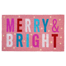 Load image into Gallery viewer, Pink Christmas Merry &amp; Bright Doormat: 24&#39;&#39; x 36&#39;&#39;
