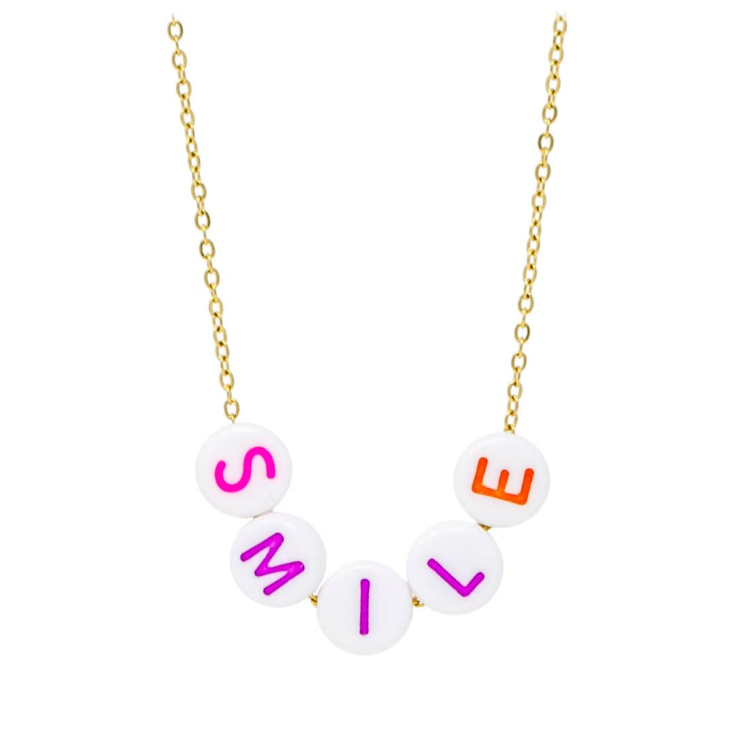 Smile Gold Bead Letter Necklace By ZOMI GEMS