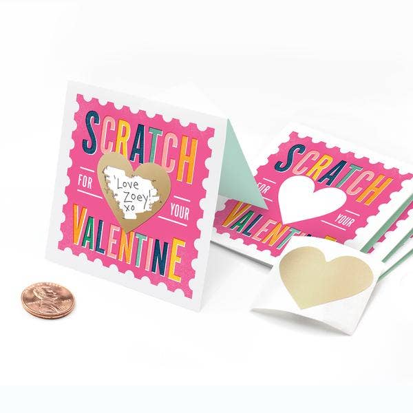 Pink Stamp Scratch-off Valentines - 18pk