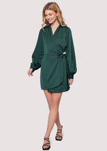 Load image into Gallery viewer, Calla Green Wrap Mini Dress
