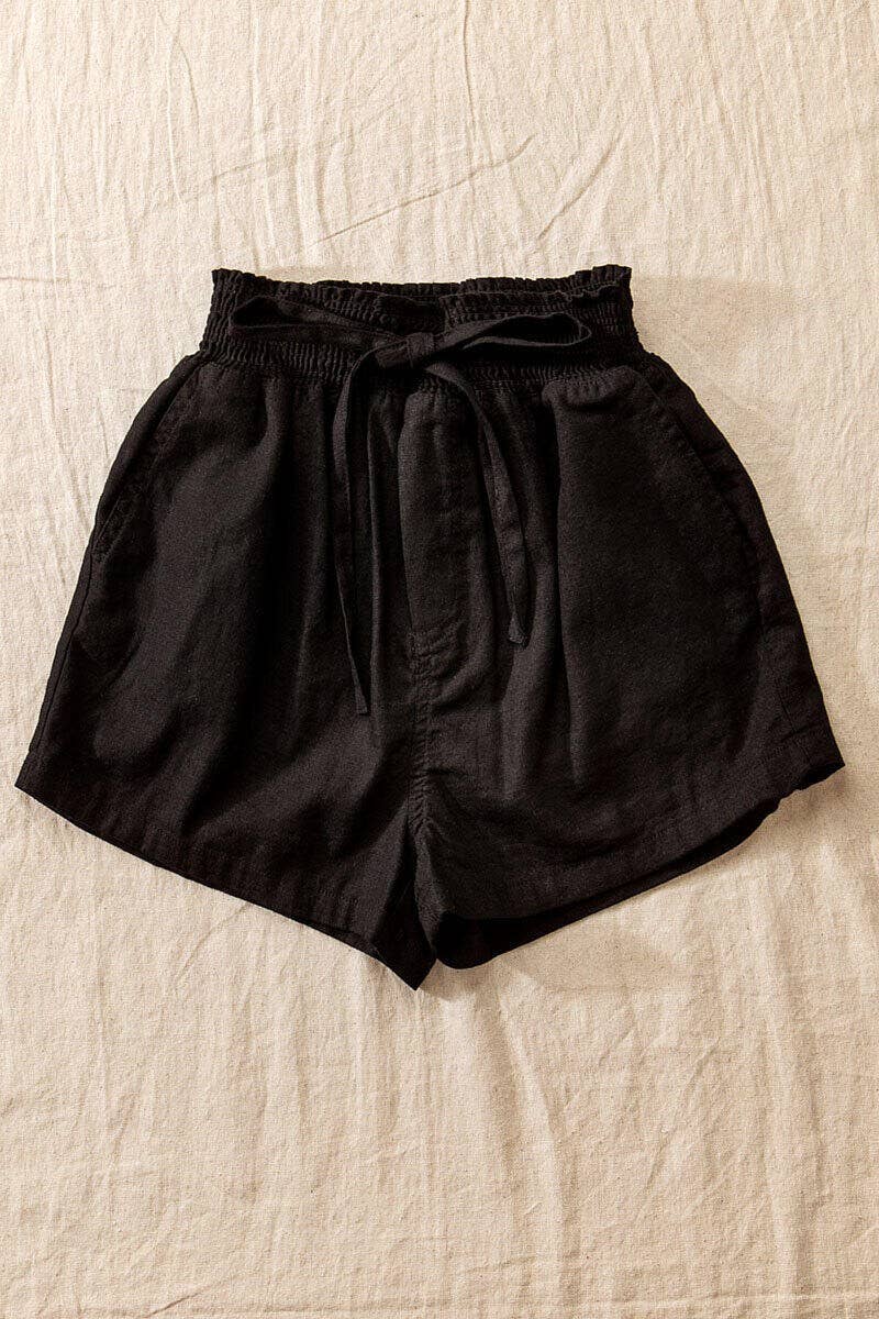 Smocked Black Shorts