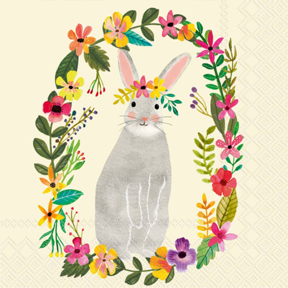 Easter Floral Bunny Cocktail Napkins