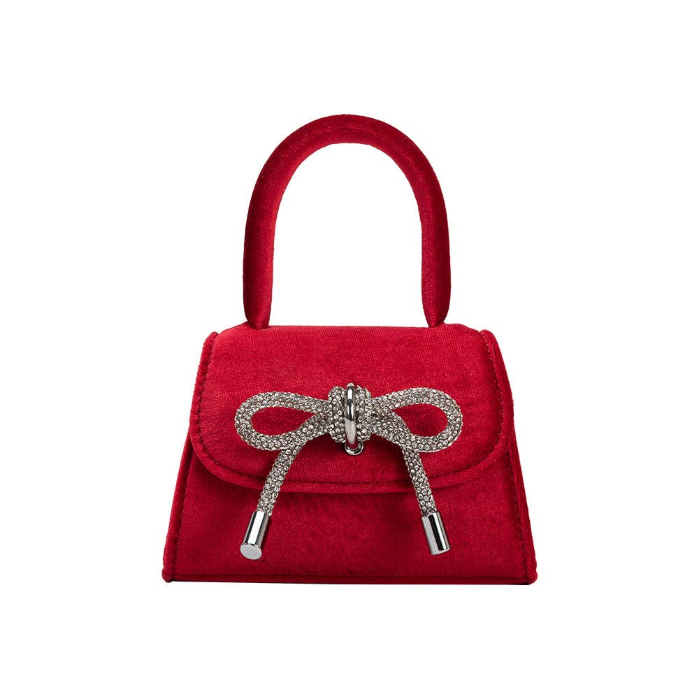 Sabrina Red Mini Velvet Top Handle Bag