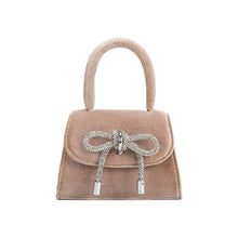 Load image into Gallery viewer, Sabrina Taupe Mini Velvet Top Handle Bag no
