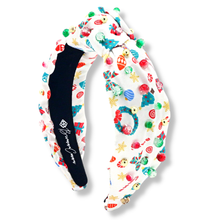 Load image into Gallery viewer, Adult Size White Satin Headband with Christmas Print
