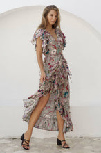 Load image into Gallery viewer, Carmen Wrap Maxi Dress - Beige Floral
