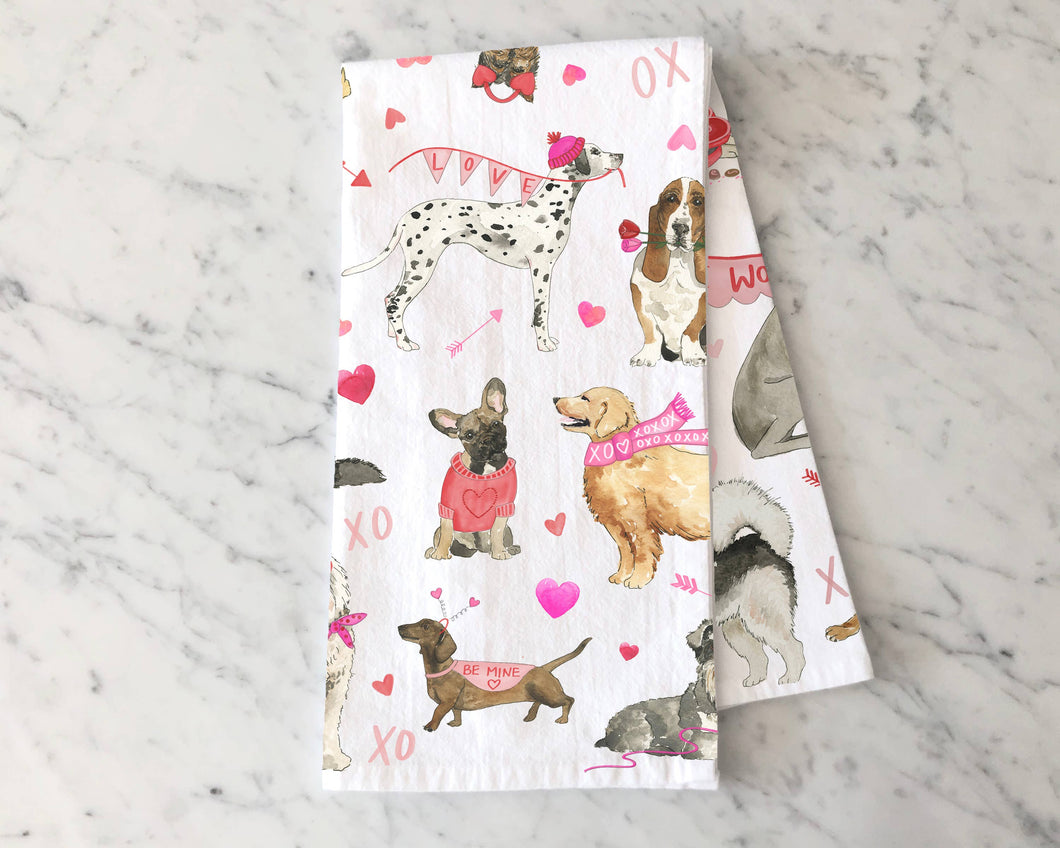 Cozy Valentine Dogs Kitchen Towel
