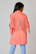 Load image into Gallery viewer, Fringe Suede Jacket - Coral
