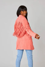 Load image into Gallery viewer, Fringe Suede Jacket - Coral
