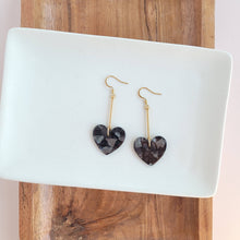 Load image into Gallery viewer, Mina Heart Earrings - Black
