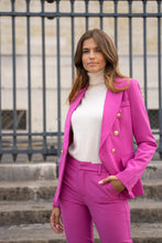 Load image into Gallery viewer, Double Breasted Fitted Blazer in Magenta
