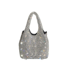 Load image into Gallery viewer, Thea Small Crystal Top Handle Bag in Silver
