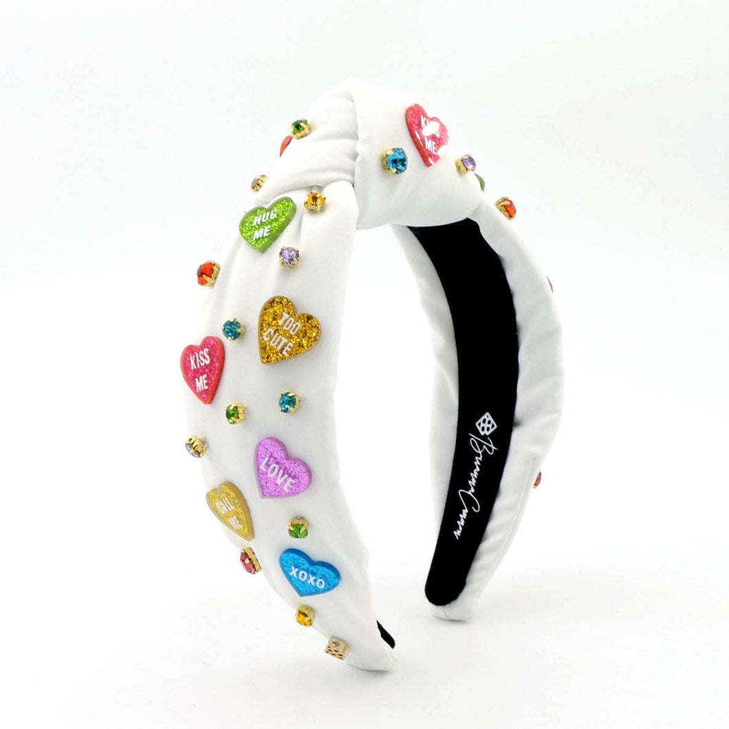 White Headband w/ Multi Color Candy Hearts