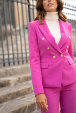 Load image into Gallery viewer, Double Breasted Fitted Blazer in Magenta
